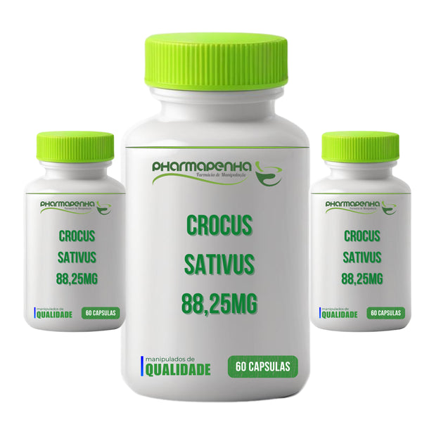 3 Potes Saffrin (Crocus Sativus) 88,25mg 60 Cápsulas cada